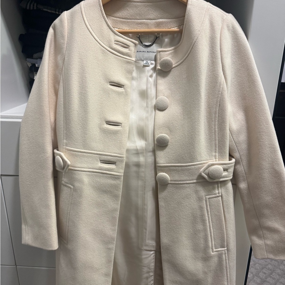 Banana Republic Ivory Buttoned Jacket